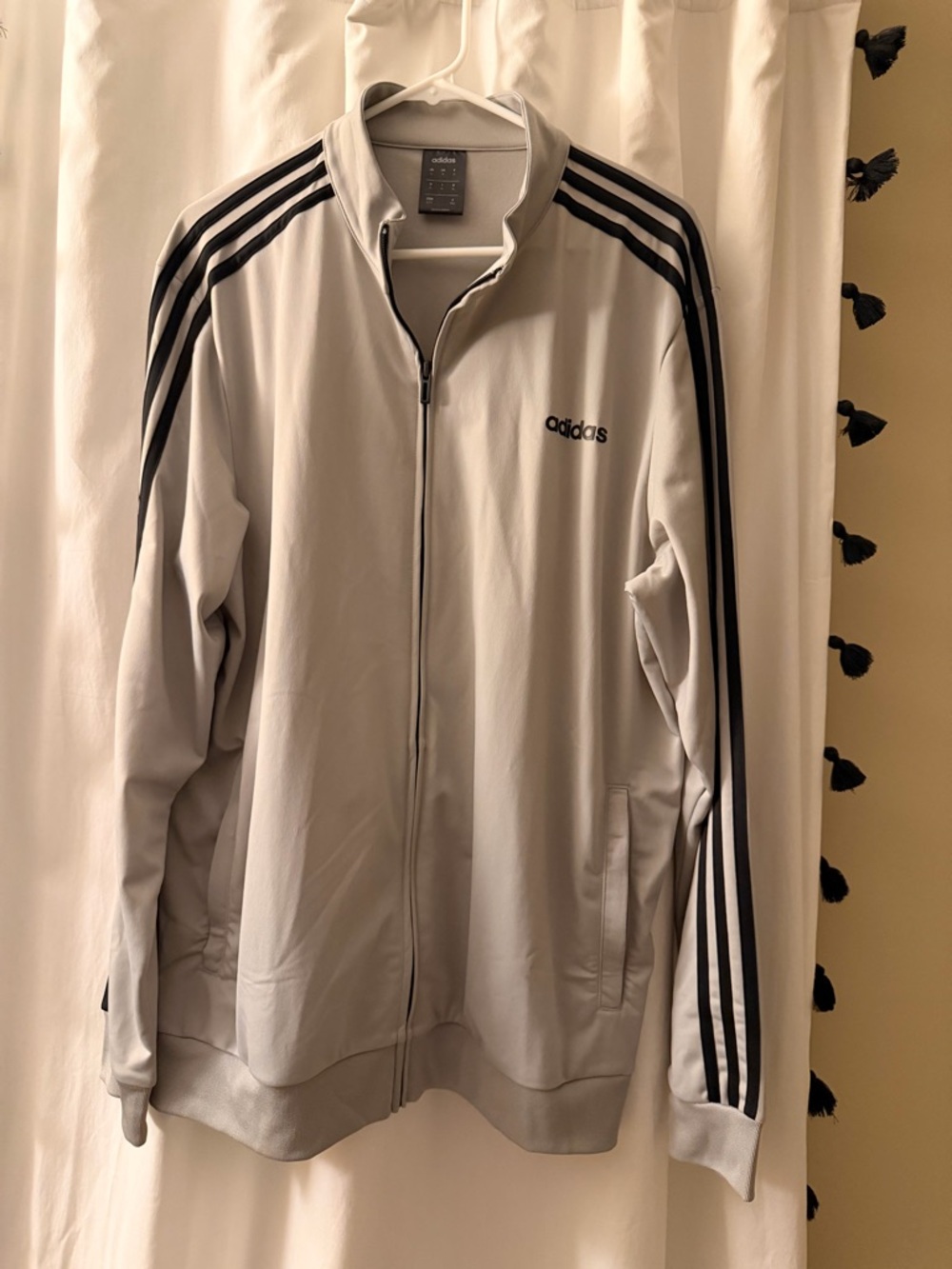 adidas Light Gray Track Jacket with Black 3-Stripes